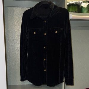 Black Velvet Women's Button Up Top